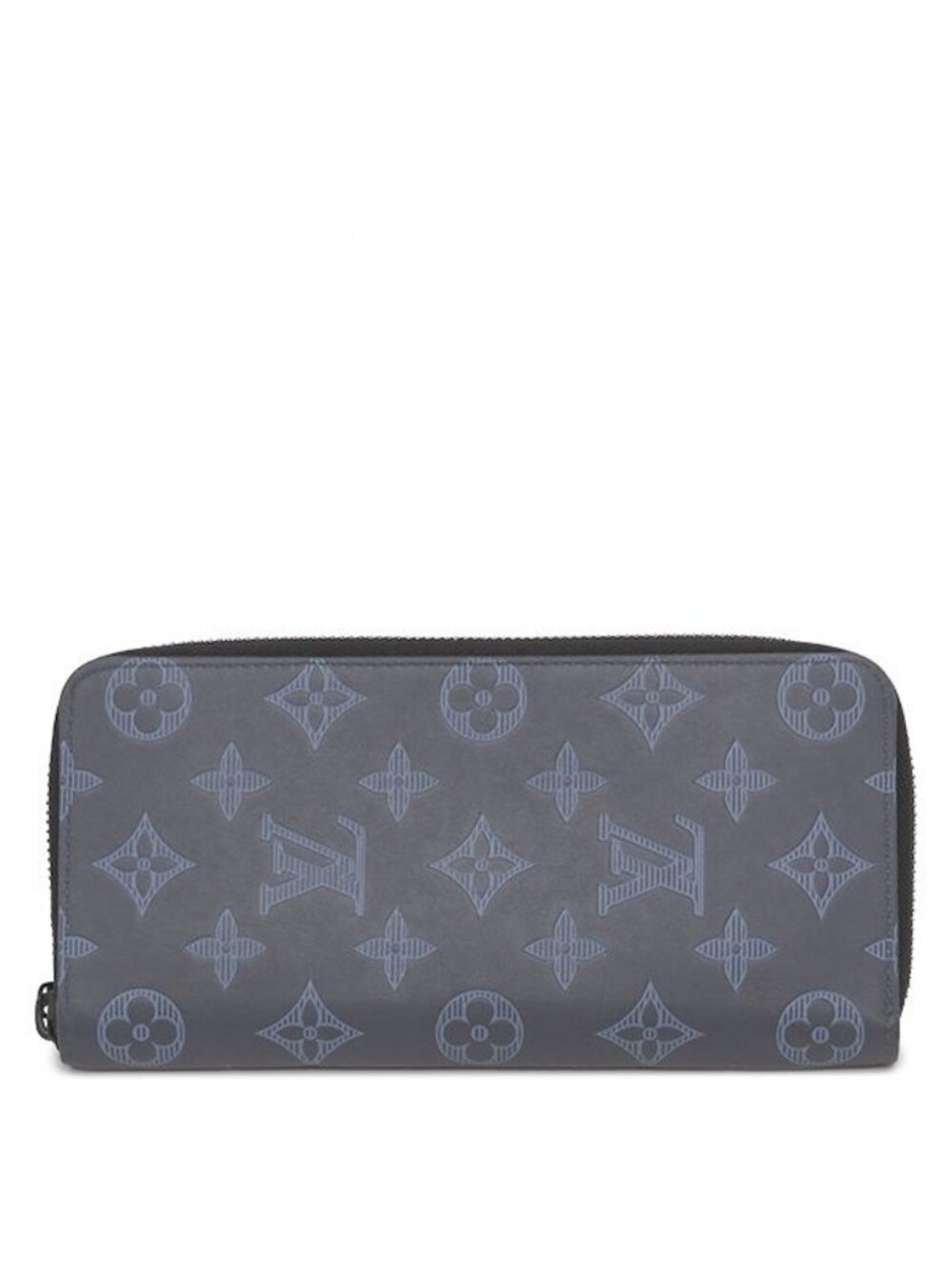 Louis Vuitton Wallet Zippy Vertical Leather Monogram Shadow Navy Blue Black